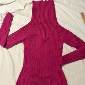 Barbie pink! Unique and cozy zip neck sweater
